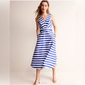 Boden Panelled Bodice Midi Dress-Surf the Web Stripe